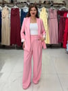 Pembe Kol Katlamalı Duble Blazer