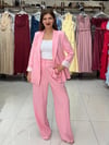 Pembe Kol Katlamalı Duble Blazer