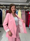 Pembe Kol Katlamalı Duble Blazer