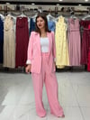 Pembe Kol Katlamalı Duble Blazer