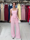 Pembe Korse Bluz Pantolon Takım