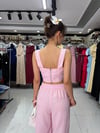 Pembe Korse Bluz Pantolon Takım