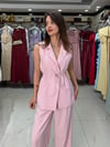 Pembe Toka Detay Yelekli Takım