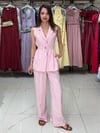 Pembe Toka Detay Yelekli Takım