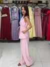 Pembe Toka Detay Yelekli Takım