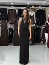 Sandy Kumaş Dantel Detay Siyah Elbise