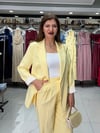Sarı Kol Katlamalı Duble Blazer