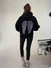 Siyah Angel Taşlı Sweat SWEATSHİRT - Taksim Butik