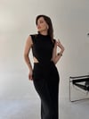 Siyah Bel Dekolteli Drapeli Elbise ELBİSE - Taksim Butik