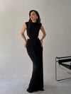 Siyah Bel Dekolteli Drapeli Elbise ELBİSE - Taksim Butik