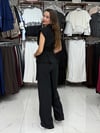 Siyah Bel Kuşaklı Yelek Pantolon Takım