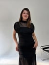 Siyah Büzgülü Tül Elbise