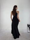 Siyah Drapeli Halter Yaka Yandan Şallı Abiye Elbise ELBİSE - Taksim Butik