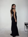Siyah Drapeli Halter Yaka Yandan Şallı Abiye Elbise ELBİSE - Taksim Butik