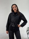 Siyah Kapşonlu Deri Mont KABAN & MONT & CEKET - Taksim Butik