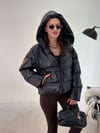 Siyah Kapşonlu Şişme Deri Mont KABAN & MONT & CEKET - Taksim Butik