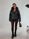 Siyah Kapşonlu Şişme Deri Mont KABAN & MONT & CEKET - Taksim Butik
