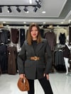 Siyah Kemer Detaylı Blazer Ceket