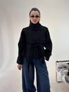 Siyah Melanj Arkası Rüzgarlıklı Kısa Trenç KABAN & MONT & CEKET - Taksim Butik