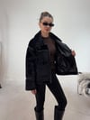 Siyah Ters Detay Peluş Lamine Mont KABAN & MONT & CEKET - Taksim Butik