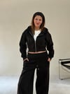 Siyah Üç İplik Kapşonlu Crop Ceket KABAN & MONT & CEKET - Taksim Butik