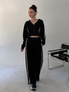 Siyah Üç İplik Şeritli Sweat Ceket SWEATSHİRT - Taksim Butik
