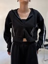 Siyah Üç İplik Şeritli Sweat Ceket SWEATSHİRT - Taksim Butik