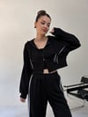 Siyah Üç İplik Şeritli Sweat Ceket SWEATSHİRT - Taksim Butik