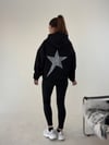 Siyah Yıldız Baskılı Taşlı Sweat SWEATSHİRT - Taksim Butik