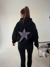 Siyah Yıldız Baskılı Taşlı Sweat SWEATSHİRT - Taksim Butik