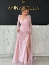 Toz Pembe Gotik Abiye