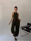 Yeşil Balon Pantolonlu Halter Yaka Takım