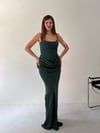 Zümrüt Yeşili Saten Bel Detaylı Straplez Abiye Elbise ELBİSE - Taksim Butik
