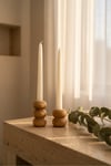 ( MUM 13 ) 2'li El Yapımı Doğal Ahşap Vazo Şamdan Mumluk 9 - 6 cm Modern Dekoratif İskandinav Masif Mumluk
