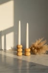 ( MUM 13 ) 2'li El Yapımı Doğal Ahşap Vazo Şamdan Mumluk 9 - 6 cm Modern Dekoratif İskandinav Masif Mumluk
