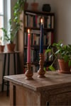 ( MUM 21 ) 2'li El Yapımı Doğal Ahşap Vazo Şamdan Mumluk 15x10 cm Modern Dekoratif İskandinav Masif Mumluk