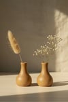 ( MUM 4 ) 2'li El Yapımı Doğal Ahşap Vazo Şamdan Mumluk 10 cm Modern Dekoratif İskandinav Masif Mumluk