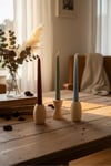 ( MUM 7 ) 3' lü El Yapımı Doğal Ahşap Vazo Şamdan Mumluk 8 cm Modern Dekoratif İskandinav Masif Mumluk