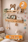 ( Raf-02 ) Ahşap Raf Askılık Ve Kitaplık Rafı-Eğitici Montessori Raf 2 Adet Çocuk Bebek Odası Raf 50 cm x 8 cm