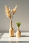 ( VZ 3 ) 2'li El Yapımı Doğal Ahşap Vazo Şamdan Mumluk 25x16 cm Modern Dekoratif İskandinav Masif Mumluk