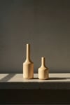 ( VZ 3 ) 2'li El Yapımı Doğal Ahşap Vazo Şamdan Mumluk 25x16 cm Modern Dekoratif İskandinav Masif Mumluk