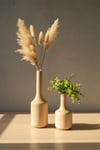 ( VZ 3 ) 2'li El Yapımı Doğal Ahşap Vazo Şamdan Mumluk 25x16 cm Modern Dekoratif İskandinav Masif Mumluk