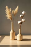 ( VZ 3 ) 2'li El Yapımı Doğal Ahşap Vazo Şamdan Mumluk 25x16 cm Modern Dekoratif İskandinav Masif Mumluk