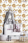 ÇDK-2 Aslan & Gökkuşağı Desenli Bebek Çocuk Odası Duvar Kağıdı Kendinden Yapışkanlı 50 cm x 10m