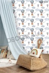 ÇDK-3 Balon & Bulut Desenli Bebek Çocuk Odası Duvar Kağıdı Kendinden Yapışkanlı 50 cm x 10 m