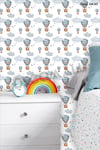 ÇDK-3 Balon & Bulut Desenli Bebek Çocuk Odası Duvar Kağıdı Kendinden Yapışkanlı 50 cm x 10 m