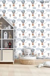 ÇDK-3 Balon & Bulut Desenli Bebek Çocuk Odası Duvar Kağıdı Kendinden Yapışkanlı 50 cm x 10 m