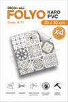CodeK-11 Kendinden Yapışkanlı FOLYO KARO Suya Dayanıklı Mutfak Banyo Zemin Kaplama 30x30 Cm(4 ADET)