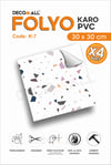 CodeK-7 Kendinden Yapışkanlı FOLYO KARO Suya Dayanıklı Mutfak Banyo Zemin Kaplama 30x30 Cm(4 ADET)