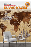 (H-3s) Dünya Haritası Duvar Kağıdı | Kendinden Yapışkanlı | Ev & Ofis Dekoru Poster